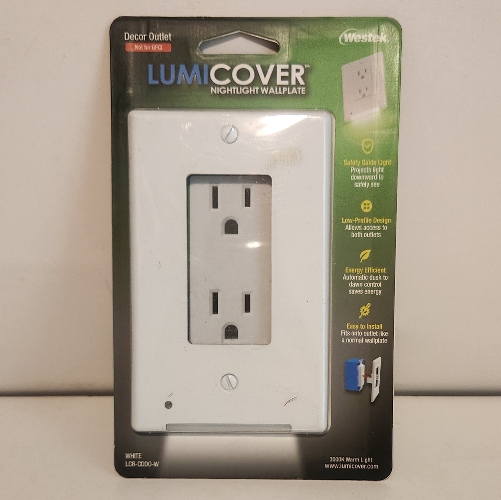 Brand New Westek White Lumicover LED Light-up Outlet cover